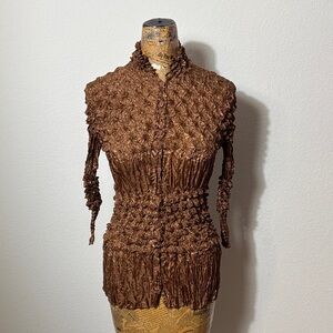 Pretty Angel brown popcorn blouse top NEW MEDIUM Whimsygoth fairycore Y2K boho